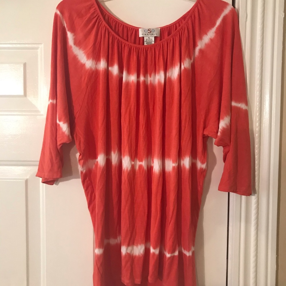 Casual coral and white top NWT XL